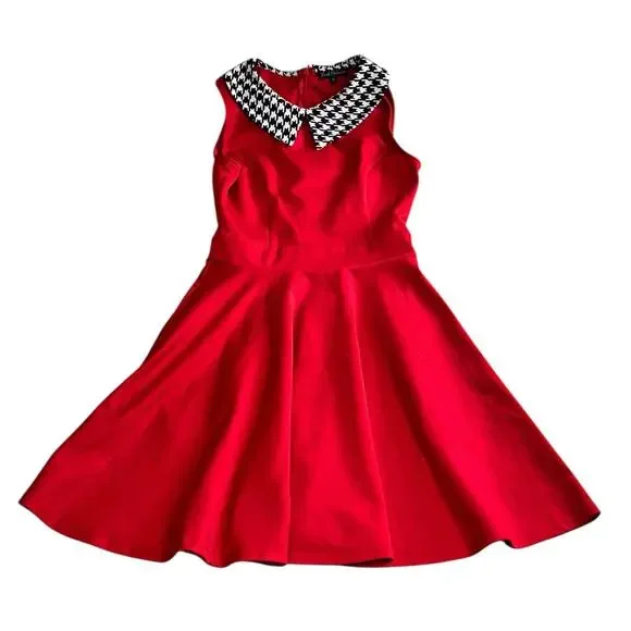 Smak Parlour Womens Dress Size S Red Retro Mod Fit & Flare Sleeveless Collared - Picture 6 of 8